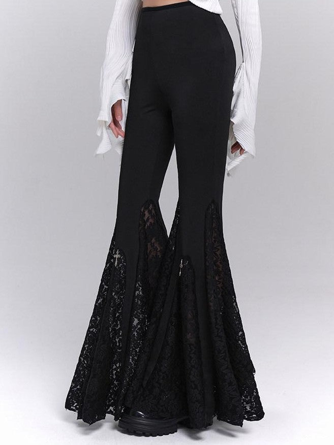 LADYGHOST Ghost Girl Gothic Cross High Waist Micro Flare Women&