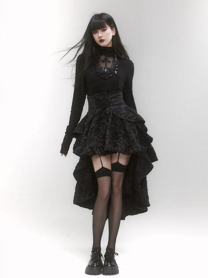 LADYGHOST Ghost Girl Gothic Cross Print High Neck Women&