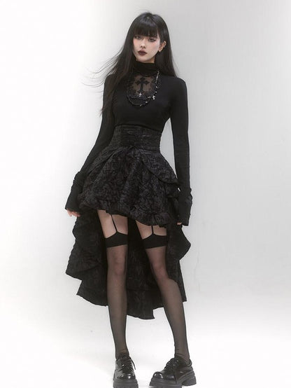 LADYGHOST Ghost Girl Gothic Cross Print High Neck Women&