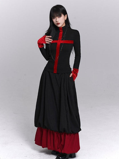 LADYGHOST Ghost Girl Gothic Cross Print Women&