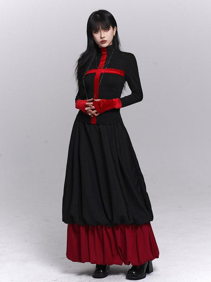 LADYGHOST Ghost Girl Gothic Cross Print Women&