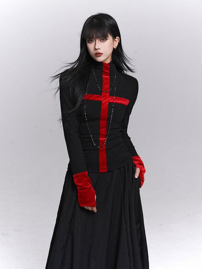 LADYGHOST Ghost Girl Gothic Cross Print Women&