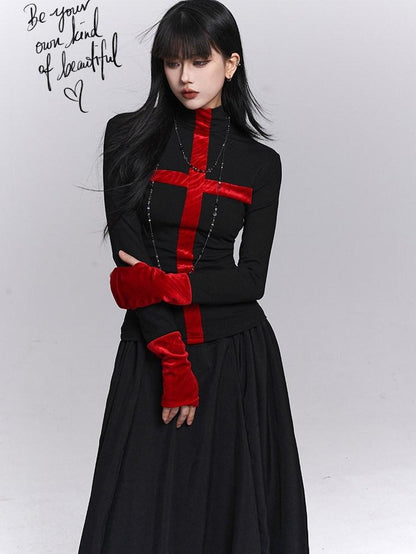 LADYGHOST Ghost Girl Gothic Cross Print Women&