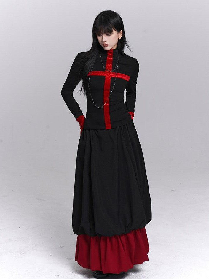 LADYGHOST Ghost Girl Gothic Cross Print Women&