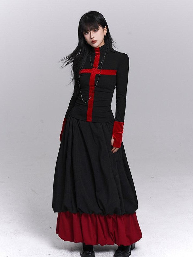 LADYGHOST Ghost Girl Gothic Cross Print Women&