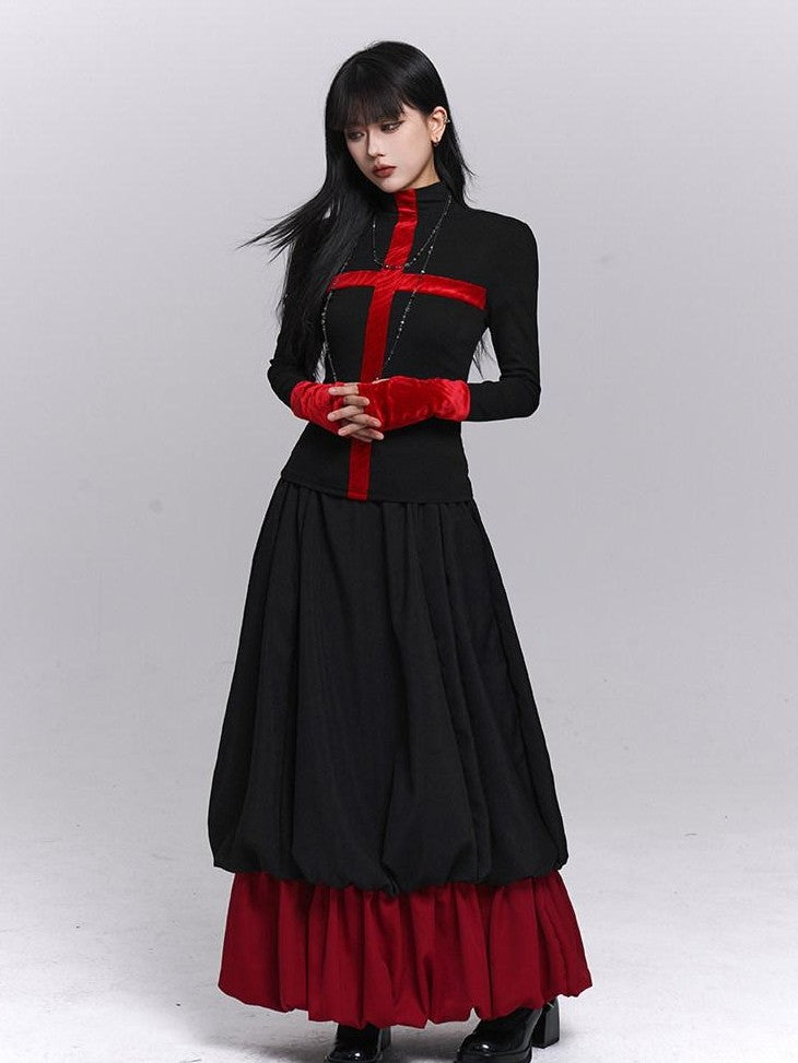 LADYGHOST Ghost Girl Gothic Cross Print Women&
