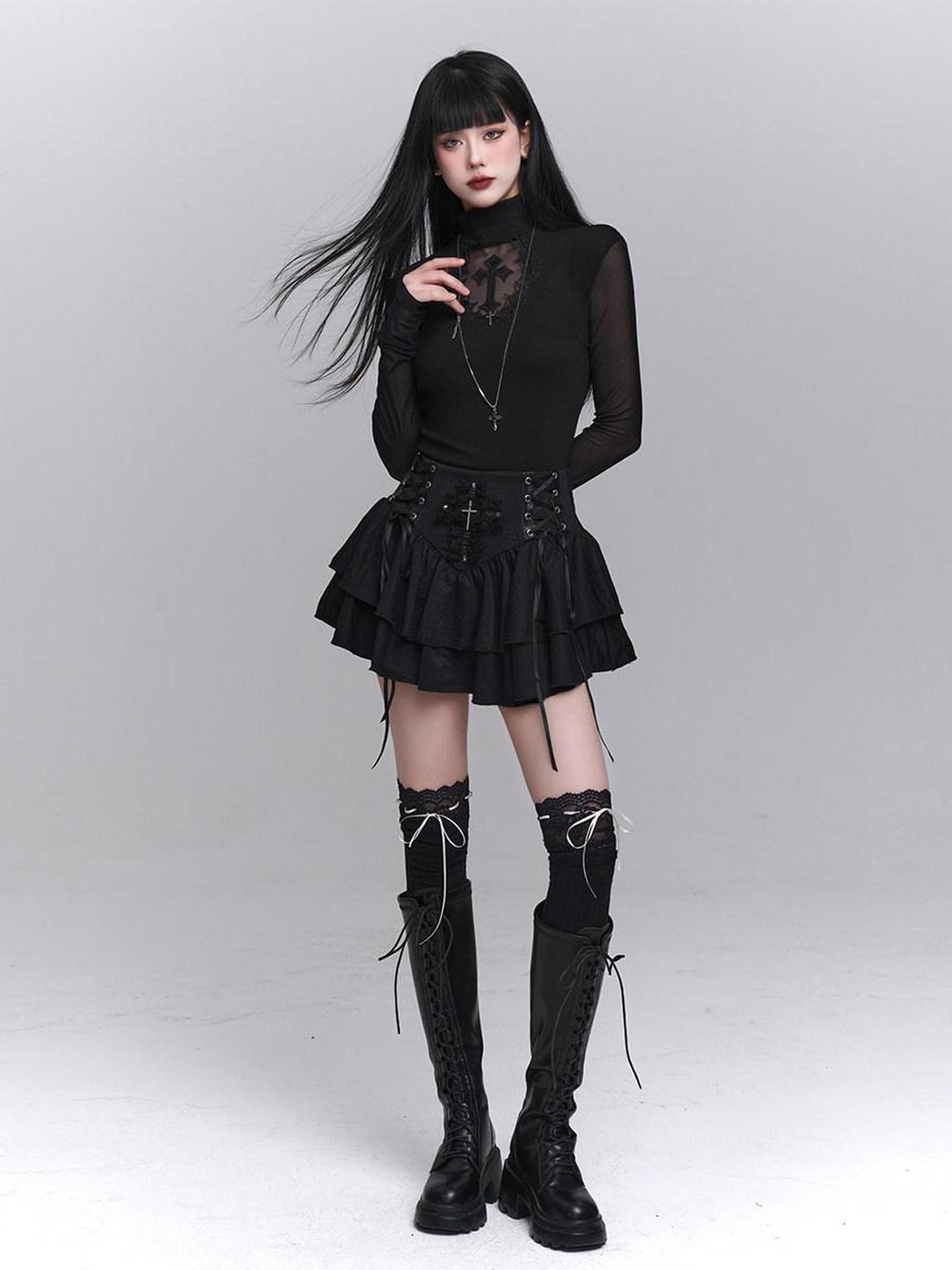 LADYGHOST Ghost Girl Gothic Cross Slim Fit Women&
