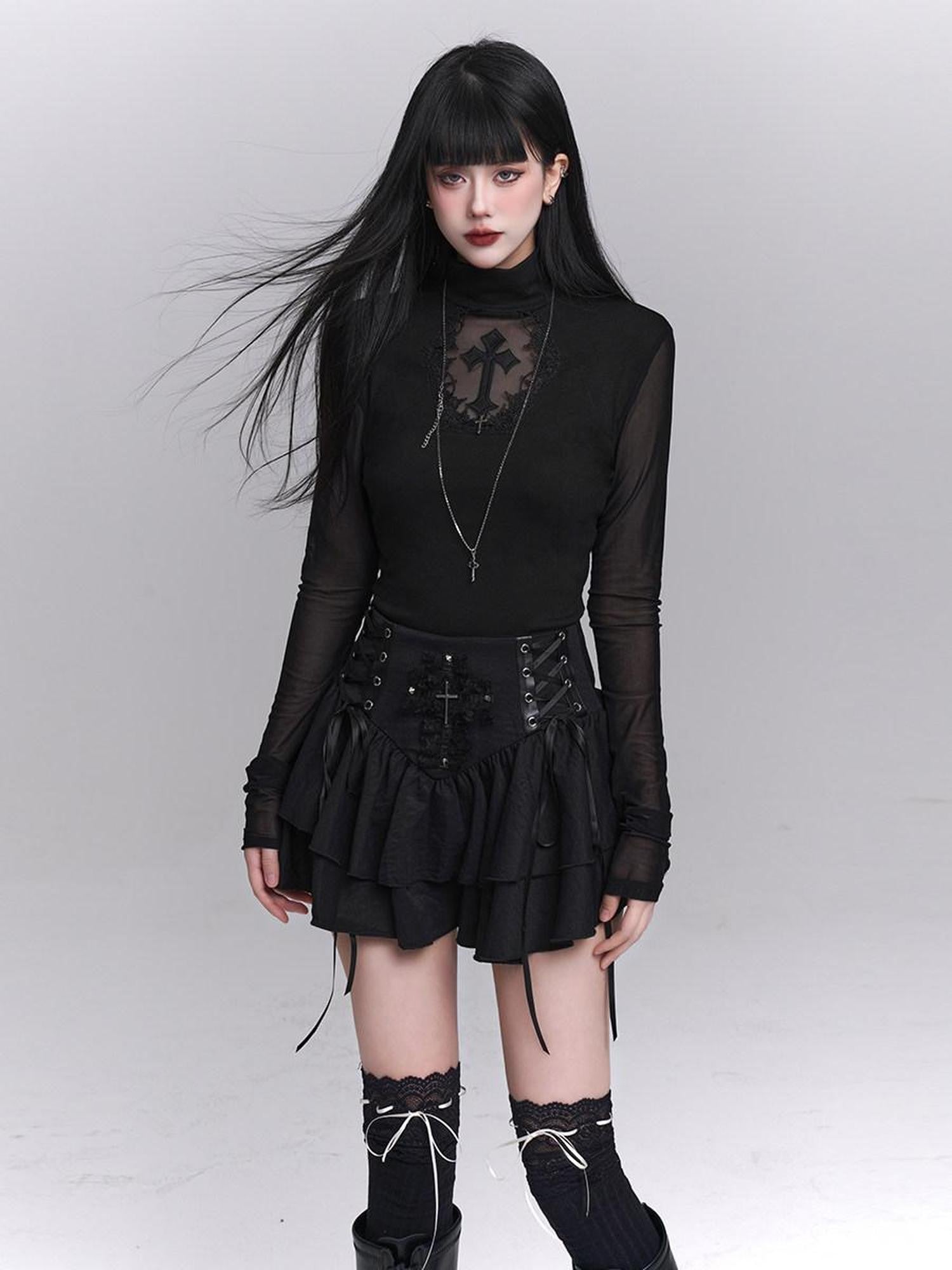 LADYGHOST Ghost Girl Gothic Cross Slim Fit Women&