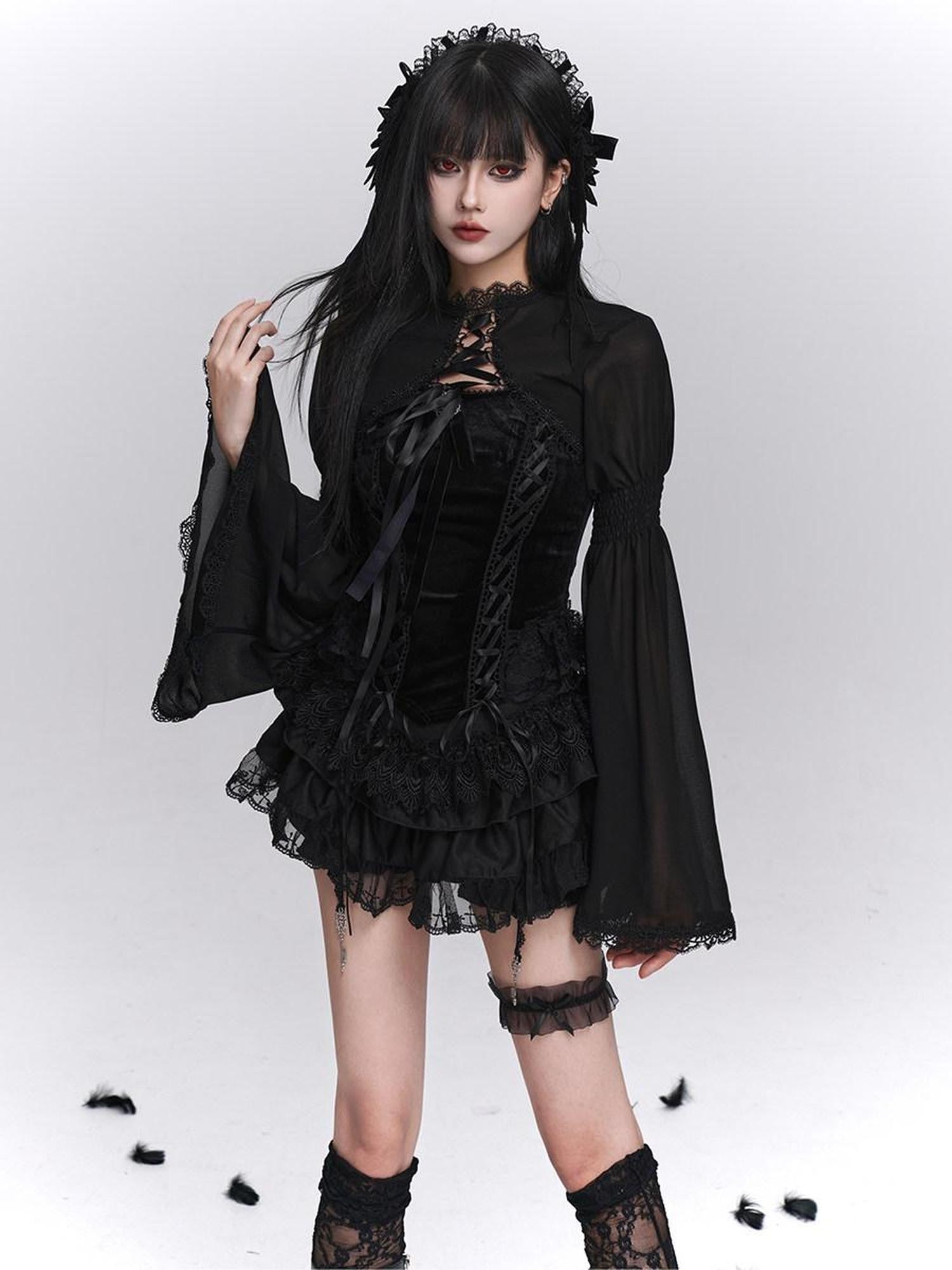 LADYGHOST Ghost Girl Gothic Puffy Tiered Cake Women&