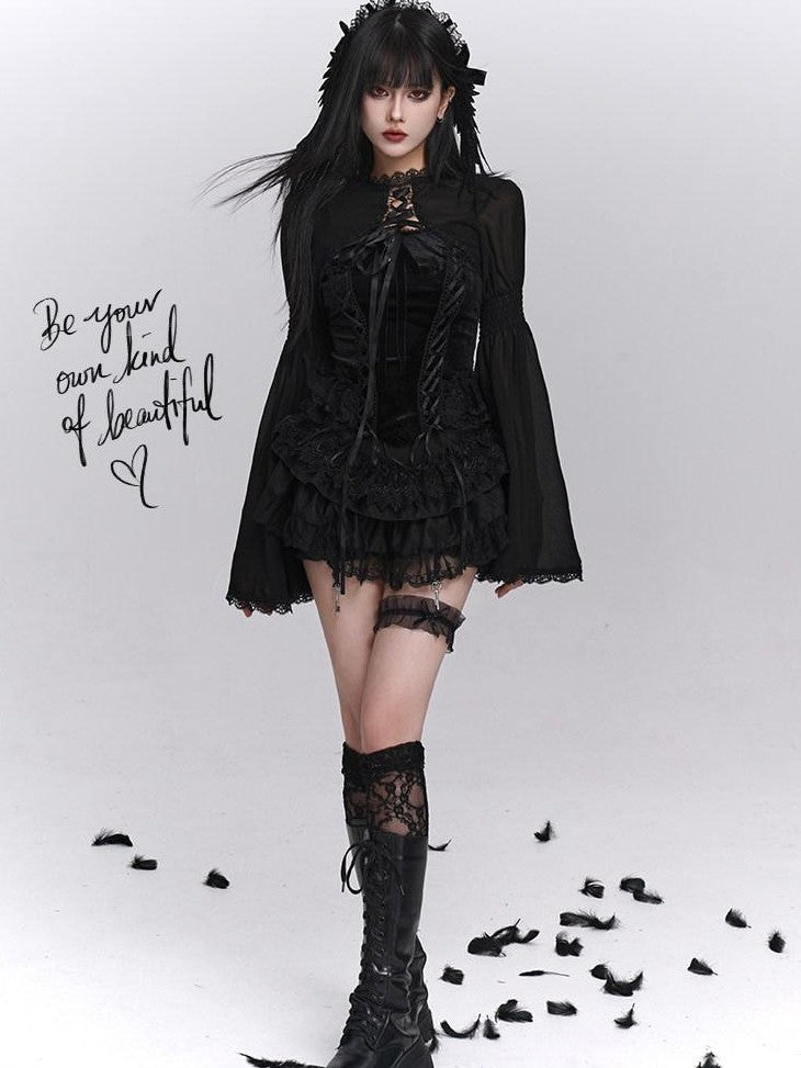 LADYGHOST Ghost Girl Gothic Puffy Tiered Cake Women&