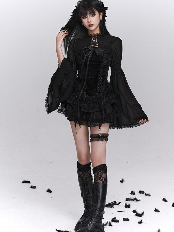 LADYGHOST Ghost Girl Gothic Puffy Tiered Cake Women&
