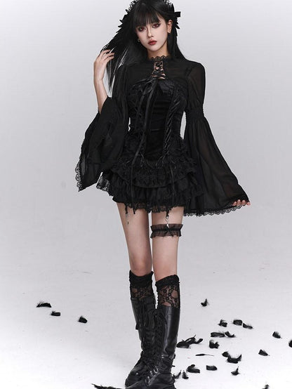 LADYGHOST Ghost Girl Gothic Puffy Tiered Cake Women&