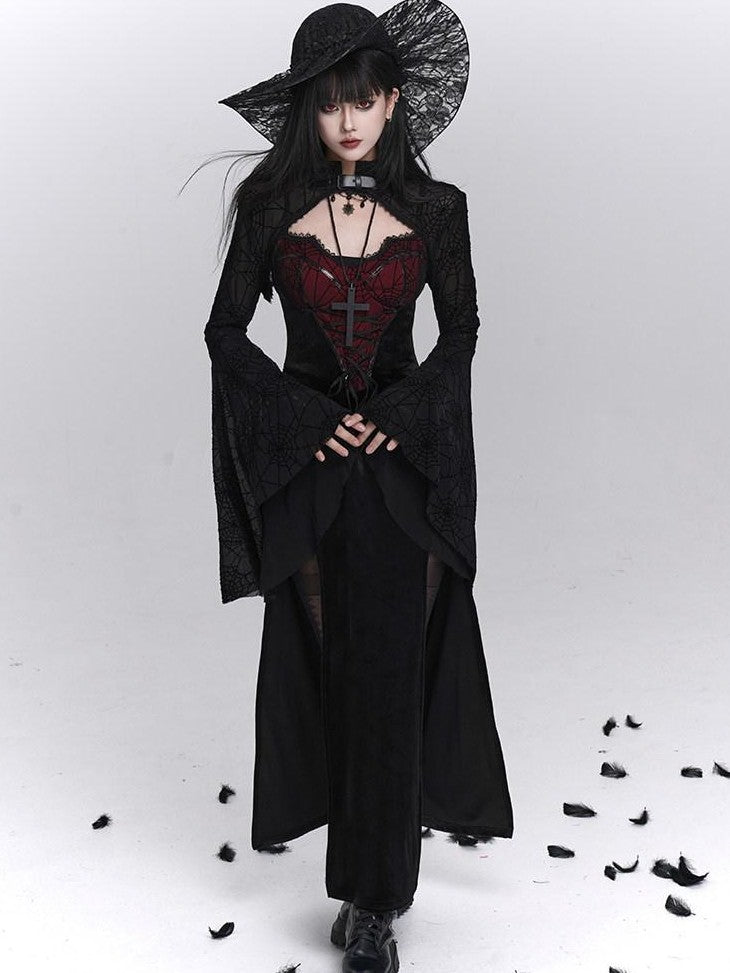 LADYGHOST Ghost Girl Gothic Sexy Slit Strappy Figure Flattering Women&