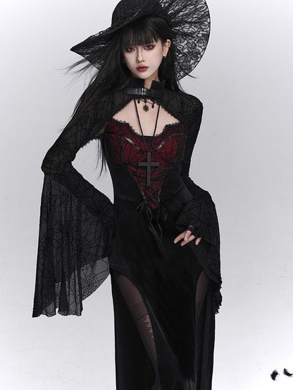 LADYGHOST Ghost Girl Gothic Sexy Slit Strappy Figure Flattering Women&