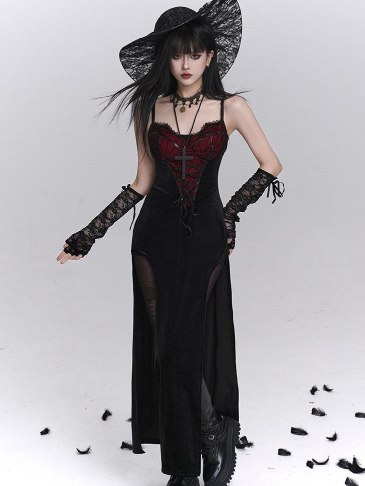 LADYGHOST Ghost Girl Gothic Sexy Slit Strappy Figure Flattering Women&