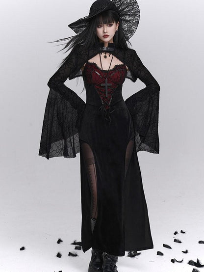 LADYGHOST Ghost Girl Gothic Sexy Slit Strappy Figure Flattering Women&