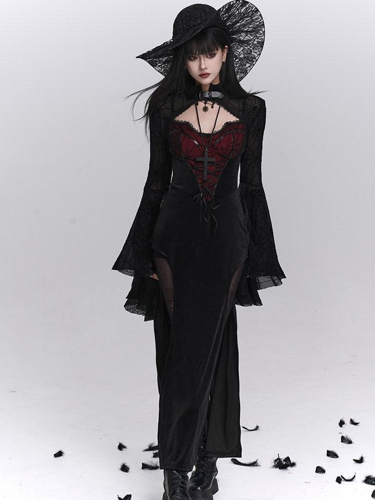 LADYGHOST Ghost Girl Gothic Sexy Slit Strappy Figure Flattering Women&