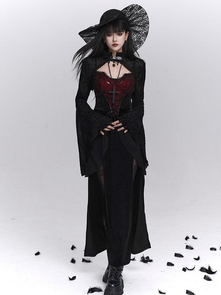 LADYGHOST Ghost Girl Gothic Sexy Slit Strappy Figure Flattering Women&