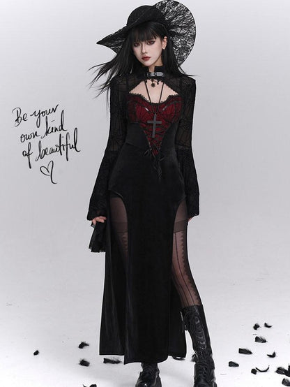 LADYGHOST Ghost Girl Gothic Sexy Slit Strappy Figure Flattering Women&