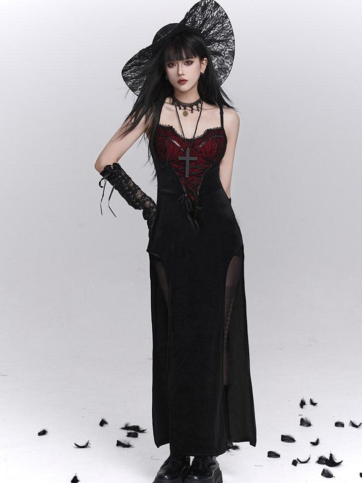 LADYGHOST Ghost Girl Gothic Sexy Slit Strappy Figure Flattering Women&