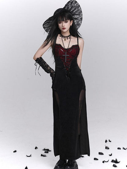 LADYGHOST Ghost Girl Gothic Sexy Slit Strappy Figure Flattering Women&