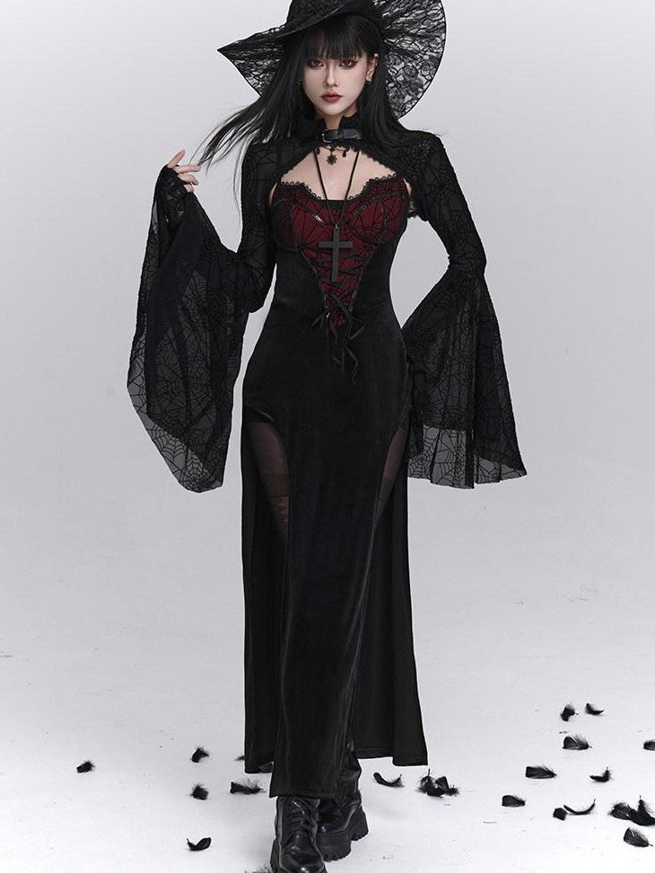 LADYGHOST Ghost Girl Gothic Sexy Slit Strappy Figure Flattering Women&
