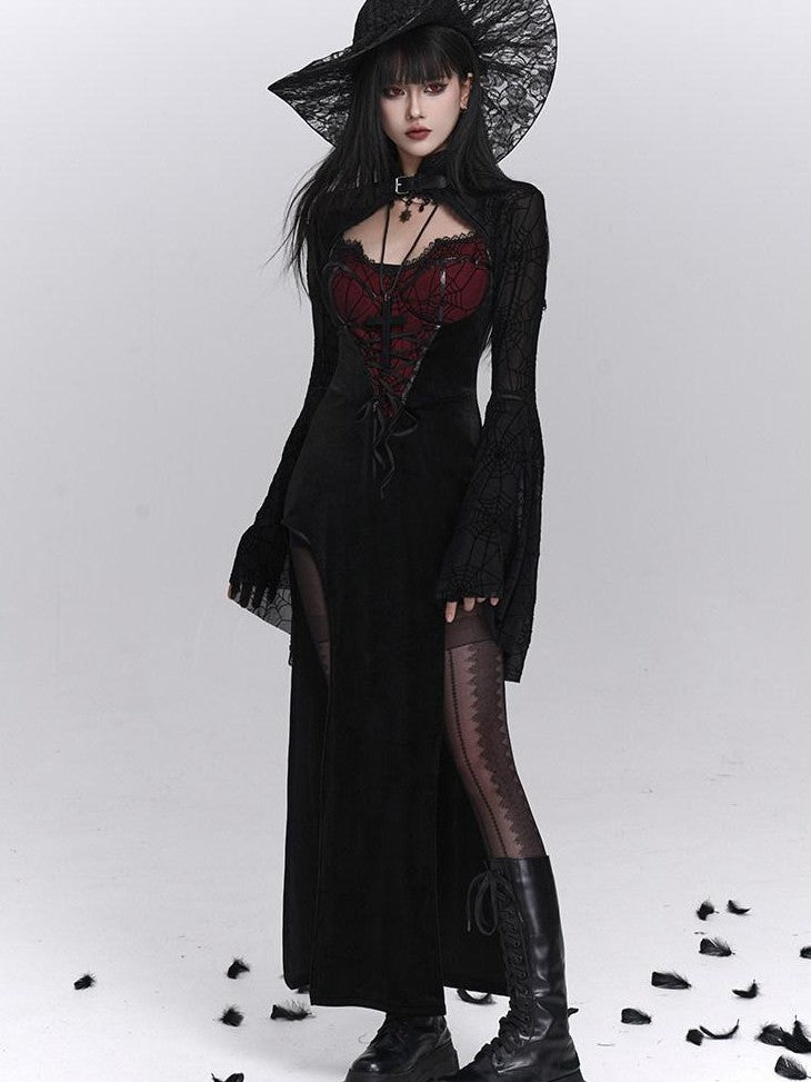 LADYGHOST Ghost Girl Gothic Sexy Slit Strappy Figure Flattering Women&