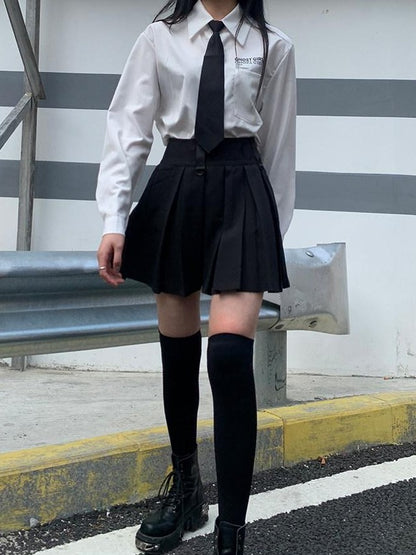 LADYGHOST Ghost Girl High Waist Black Suspender Punk Jk School Women&