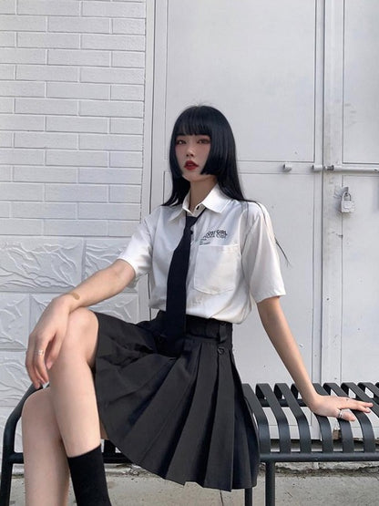 LADYGHOST Ghost Girl High Waist Black Suspender Punk Jk School Women&