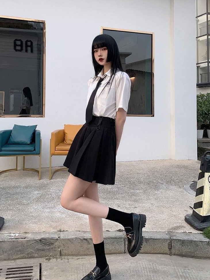 LADYGHOST Ghost Girl High Waist Black Suspender Punk Jk School Women&