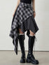LADYGHOST Ghost Girl Irregular Hem Black White Checkered Women&