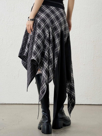 LADYGHOST Ghost Girl Irregular Hem Black White Checkered Women&