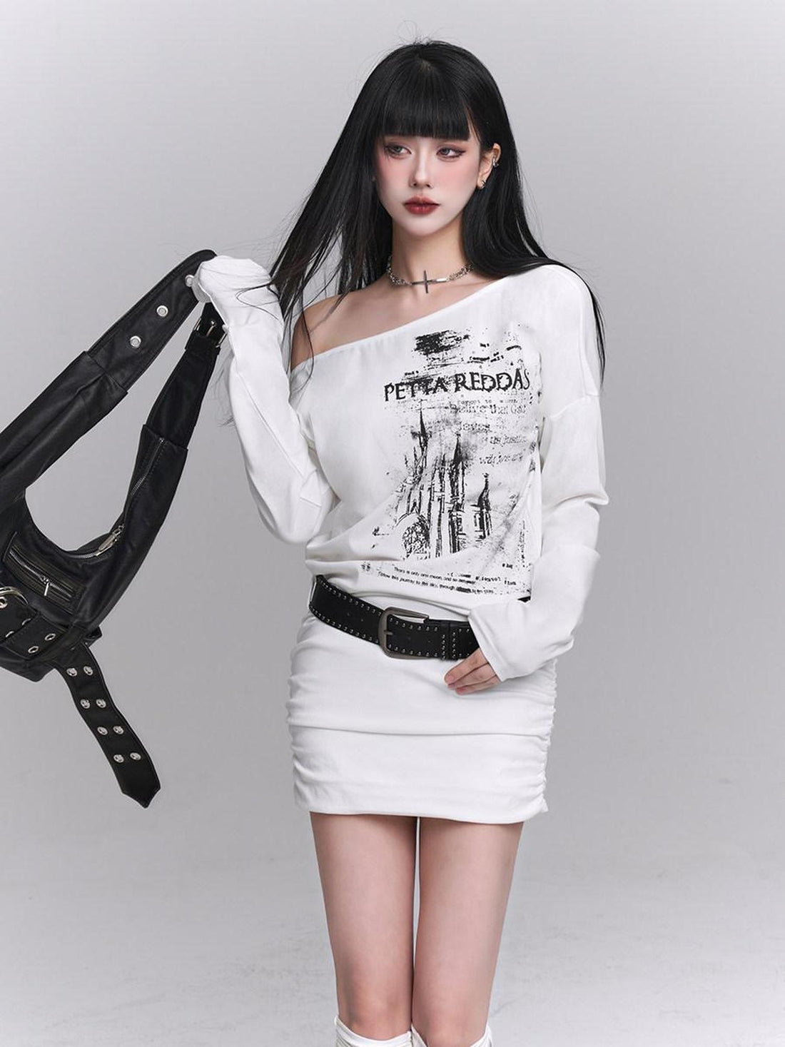 LADYGHOST Ghost Girl Long Sleeve Asymmetric Bodycon Women&