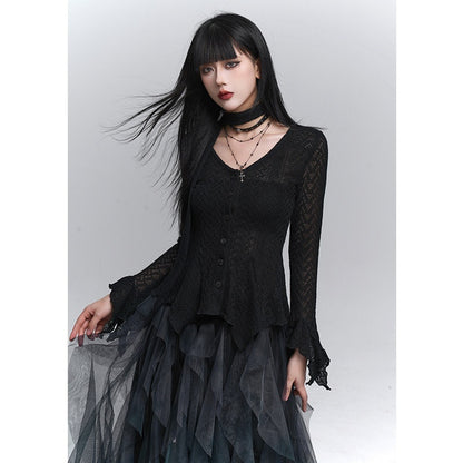 LADYGHOST_Ghost_Girl_Long_Sleeve_Open_Front_Gray_Women&