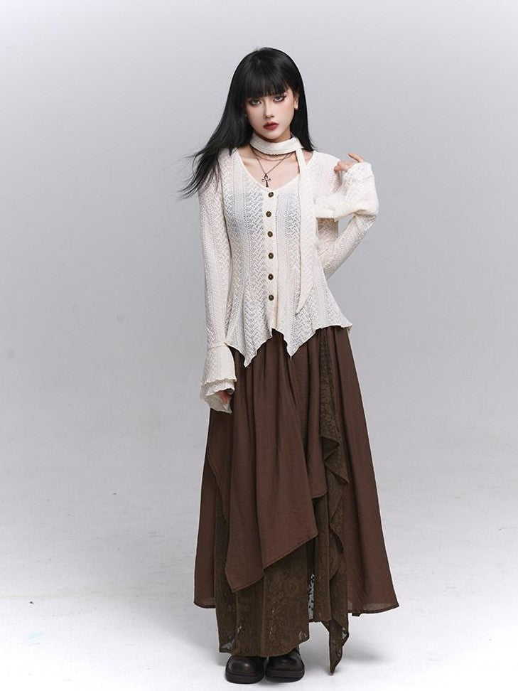 LADYGHOST Ghost Girl Long Sleeve Open Front Gray Women&