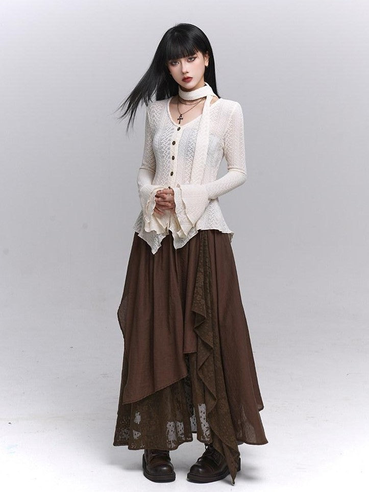 LADYGHOST Ghost Girl Long Sleeve Open Front Gray Women&