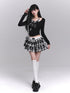 LADYGHOST Ghost Girl Plaid Cropped Puff Tiered Women&