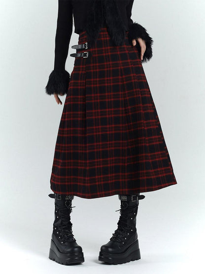LADYGHOST Ghost Girl Red Black Plaid A Line Women&