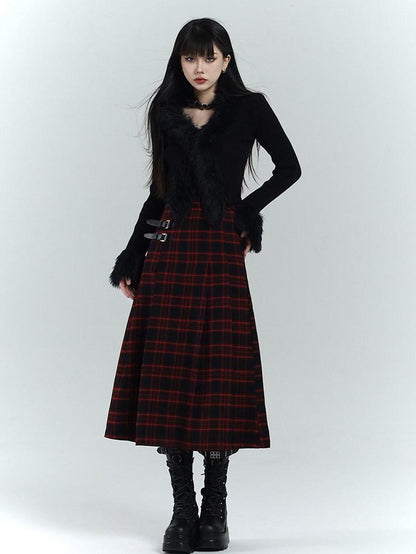 LADYGHOST Ghost Girl Red Black Plaid A Line Women&