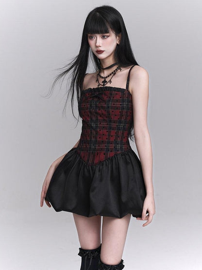 LADYGHOST Ghost Girl Red Black Spaghetti Strap Puff Tulle Ballet Women&