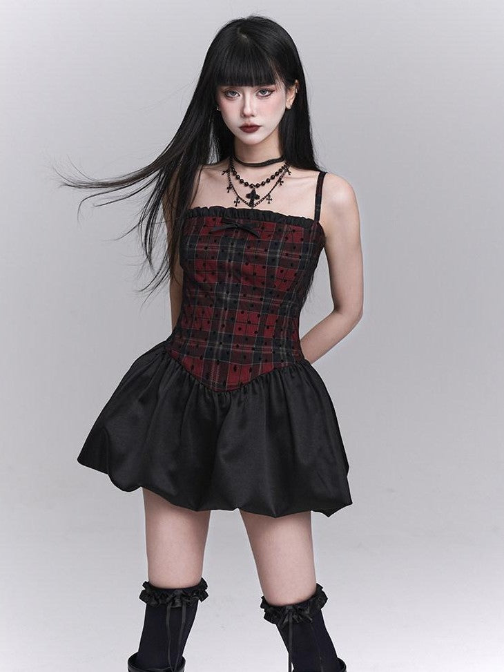 LADYGHOST Ghost Girl Red Black Spaghetti Strap Puff Tulle Ballet Women&