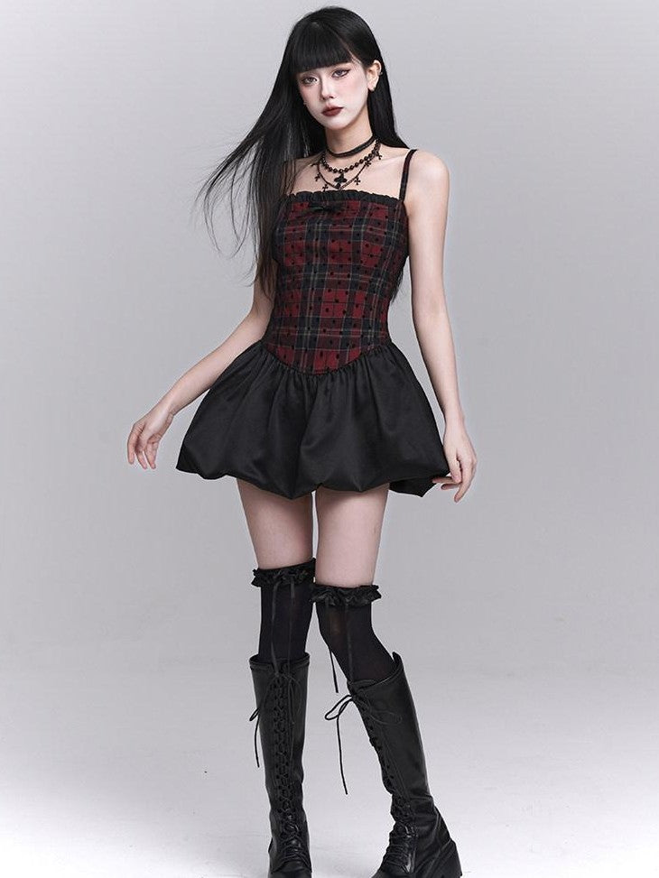 LADYGHOST Ghost Girl Red Black Spaghetti Strap Puff Tulle Ballet Women&