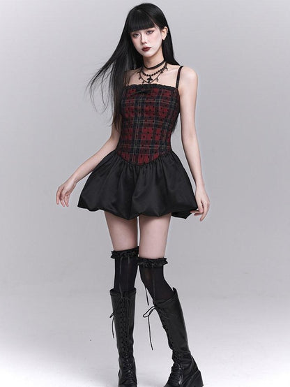 LADYGHOST Ghost Girl Red Black Spaghetti Strap Puff Tulle Ballet Women&