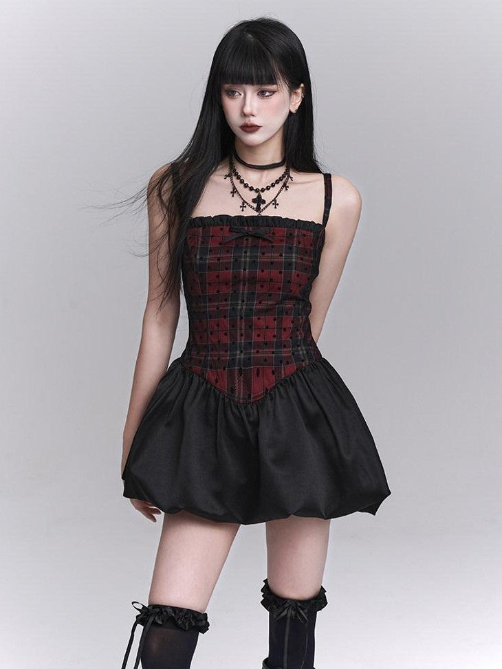 LADYGHOST Ghost Girl Red Black Spaghetti Strap Puff Tulle Ballet Women&