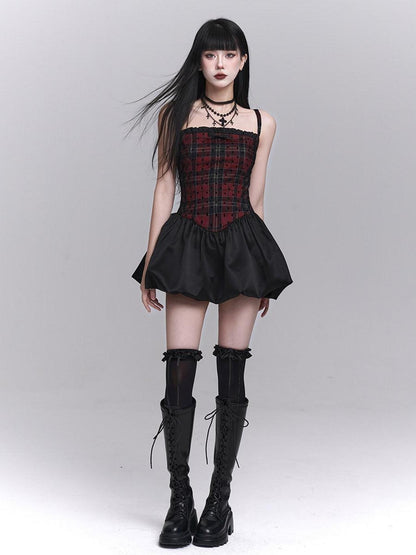 LADYGHOST Ghost Girl Red Black Spaghetti Strap Puff Tulle Ballet Women&