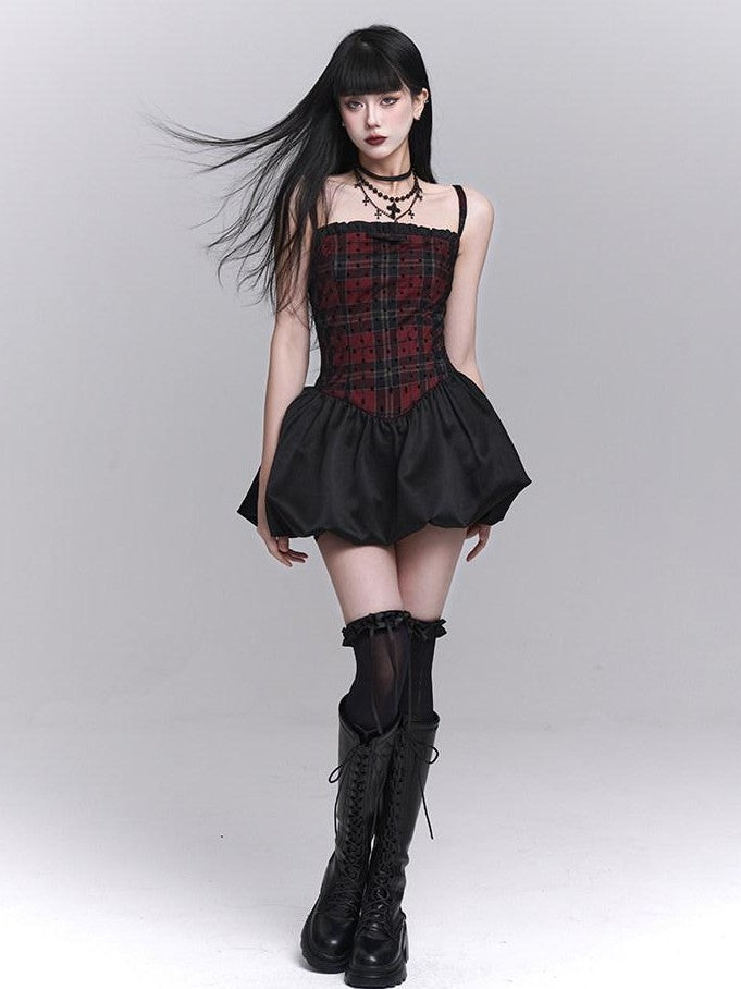 LADYGHOST Ghost Girl Red Black Spaghetti Strap Puff Tulle Ballet Women&