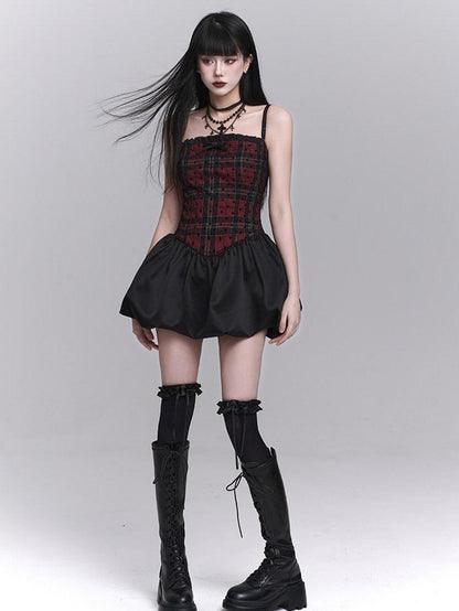 LADYGHOST Ghost Girl Red Black Spaghetti Strap Puff Tulle Ballet Women&