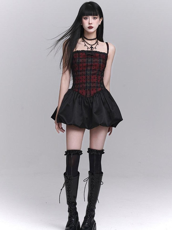 LADYGHOST Ghost Girl Red Black Spaghetti Strap Puff Tulle Ballet Women&