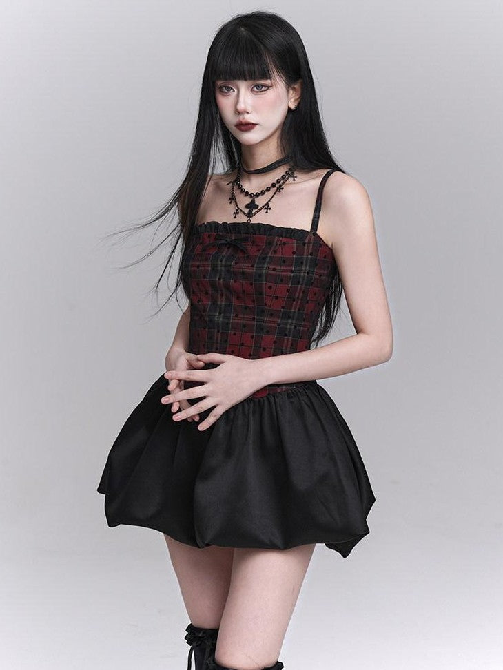 LADYGHOST Ghost Girl Red Black Spaghetti Strap Puff Tulle Ballet Women&
