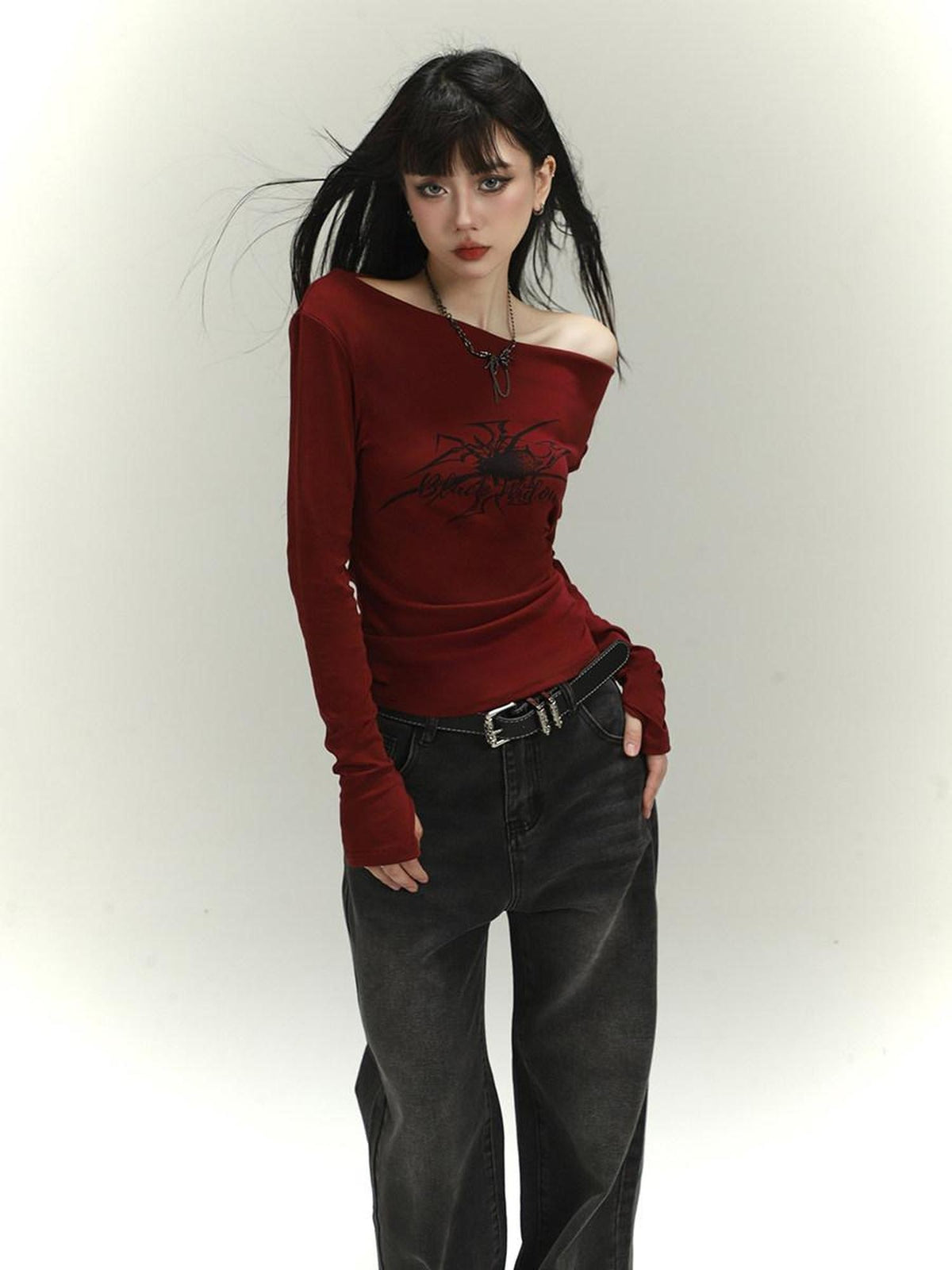 LADYGHOST Ghost Girl Red One Shoulder Women&